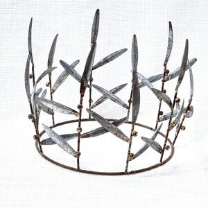Metal Distressed Olive Leaf Branch Crown Tiara Rustic - Terrain